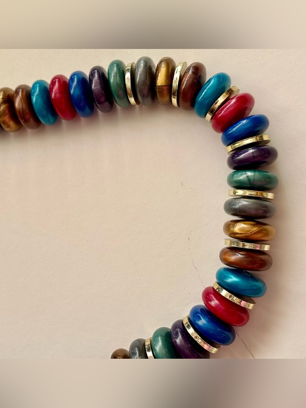 Vintage estate sale 80s Multicolor Disc Bead Necklace firm price